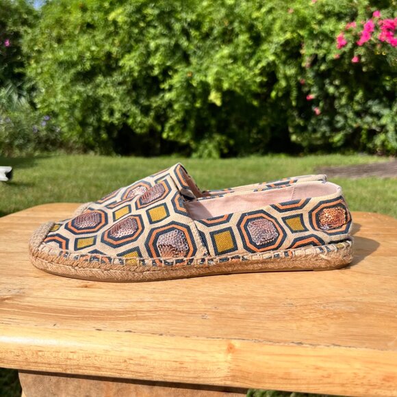 *FLAWS* Tory Burch Cecily Sequin Embellished Espadrilles Flats Size 7.5 - Picture 4 of 9